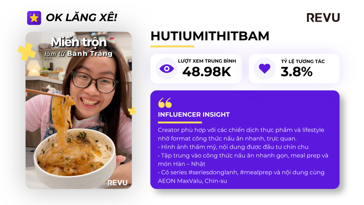 Harlyn Trịnh (hutiumithitbam) – Creator ẩm thực Gen Z với meal prep đông lạnh, công thức nhanh gọn và khẩu vị Hàn – Nhật